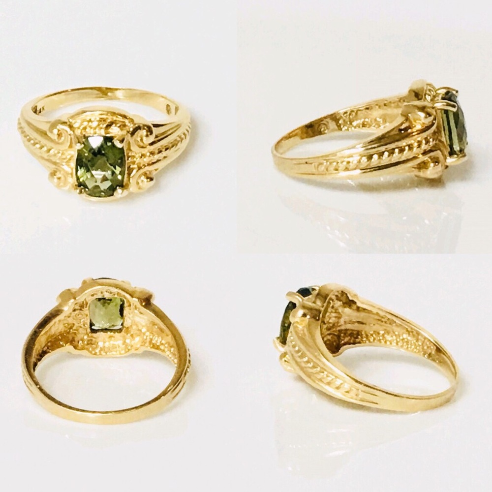 Large 14k Gold Green Tourmaline Ring - Picture 4 of 8